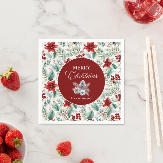 Corporate Christmas Party Greenery Poinsettia Serviette (Beispiel)