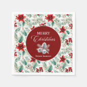 Corporate Christmas Party Greenery Poinsettia Serviette (Vorderseite)