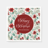 Corporate Christmas Party Greenery Poinsettia Serviette (Vorderseite)