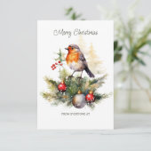 Corporate Christmas Red Robin Karte (Stehend Vorderseite)