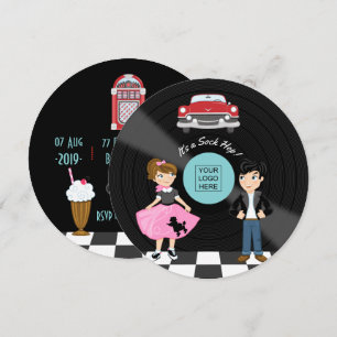 Corporate/Club/College/School Sock Hop Retro-Party Einladung