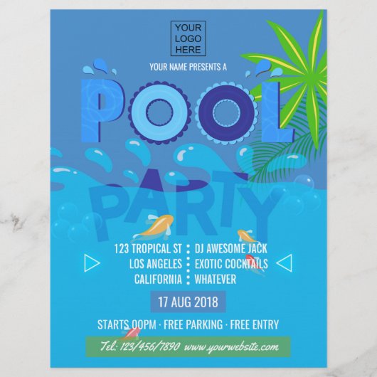 Corporate/Club Summer Pool Party Einladung Flyer (Vorne)
