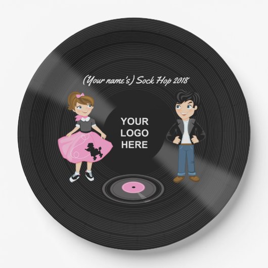 Corporate/Club/Uni/School Sock Hock Retro Party Pappteller (Vorderseite)
