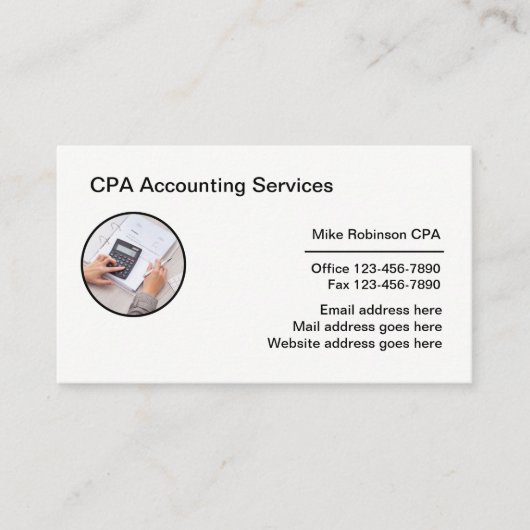 Corporate CPA Accountant Business Card Design Visitenkarte (Vorderseite)