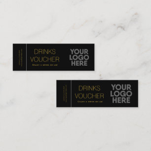 Corporate Drink Voucher Logo Black Gold Mini Card Visitenkarte