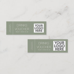 Corporate Drink Voucher Logo Sage Green Mini Card Visitenkarte