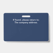 Corporate Dunkle blaue Foto ID Name Abzeichen Ausweis (Rückseite)