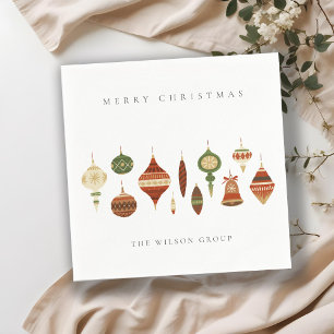 CORPORATE ELEGANT RED GREEN CHRISTMAS ORNAMENS SERVIETTE