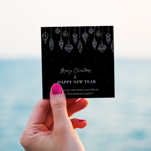 Corporate Elegant Schwarz-weißes Weihnachtsfest Quadratischer Aufkleber