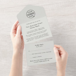 Corporate Event | Graue moderne Minimalistische Lo All In One Einladung