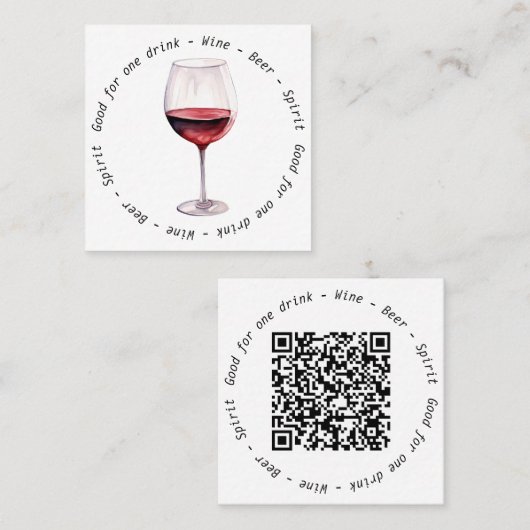 Corporate Event QR Code Red Wine Drink Gutschein Quadratische Visitenkarte (Vorne/Hinten)