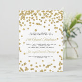 Corporate Fundraiser Dinner Gold Confetti Black Einladung (Stehend Vorderseite)