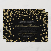 Corporate Fundraiser Dinner Gold Confetti Black Einladung (Vorne/Hinten)