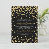 Corporate Fundraiser Dinner Gold Confetti Black Einladung (Stehend Vorderseite)
