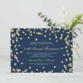 Corporate Fundraiser Dinner Gold Confetti Navy Blu Einladung (Stehend Vorderseite)
