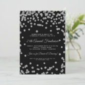 Corporate Fundraiser Dinner Silver Confetti Black Einladung (Stehend Vorderseite)