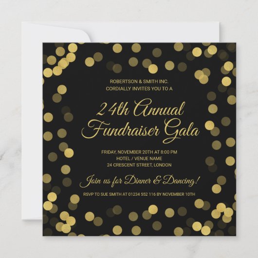 Corporate Fundraiser Gold Glitzer Dots Black (Vorderseite)