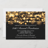 Corporate Fundraiser Gold Sparkling String Lights Einladung (Vorderseite)