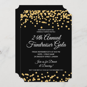 Corporate Fundraiser Party Gold Glitzer Confetti Einladung