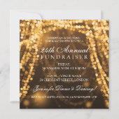 Corporate Fundraiser Party String Lights Gold Einladung (Vorderseite)