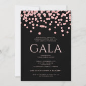 Corporate Gala Rose Gold Schwarzer Glitzer Confett Einladung (Vorderseite)