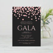 Corporate Gala Rose Gold Schwarzer Glitzer Confett Einladung (Stehend Vorderseite)