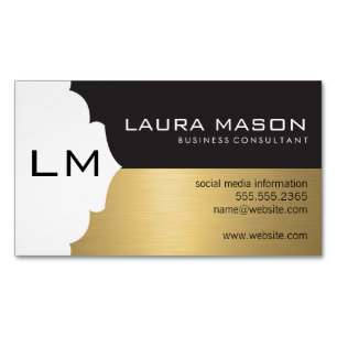 Corporate Gold Black mit Monogramm Magnetische Visitenkarte