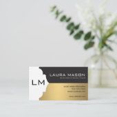 Corporate Gold Black mit Monogramm Visitenkarte (Stehend Vorderseite)