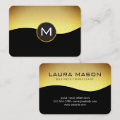 Corporate Gold Black mit Monogramm Visitenkarte (Vorne/Hinten)