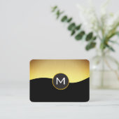 Corporate Gold Black mit Monogramm Visitenkarte (Stehend Vorderseite)