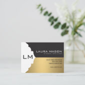 Corporate Gold Black mit Monogramm Visitenkarte (Stehend Vorderseite)