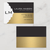 Corporate Gold Black mit Monogramm Visitenkarte (Vorne/Hinten)