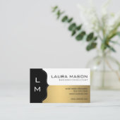 Corporate Gold Black mit Monogramm Visitenkarte (Stehend Vorderseite)