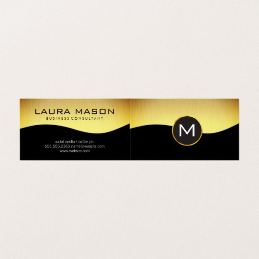 Corporate Gold Black mit Monogramm Visitenkarten (Außenseite Aufgefaltet)