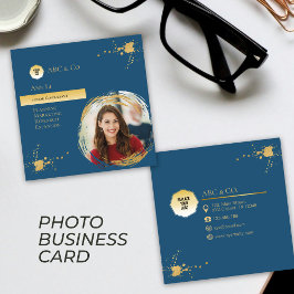 Corporate Gold & Blau, Foto in benutzerdefinierter Quadratische Visitenkarte