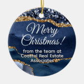 Corporate Gold Blue Werbeaktion Keramik Ornament (Vorne)