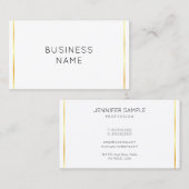 Corporate Gold Streifen Weiß Moderne Elegant Visitenkarte (Vorne/Hinten)
