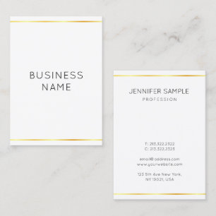 Corporate Gold White Moderne Elegant Vertikal Visitenkarte