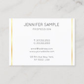 Corporate Gold White Moderne Elegante Minimalistis Visitenkarte (Rückseite)