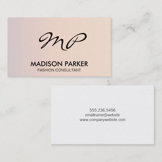 Corporate Gradient Script Monogram Visitenkarte (Vorne/Hinten)