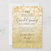 Corporate Grand Opening Gold Glitzer & Lights Einladung (Vorderseite)