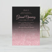 Corporate Grand Opening Rose Gold Glitzer Black  Einladung (Stehend Vorderseite)