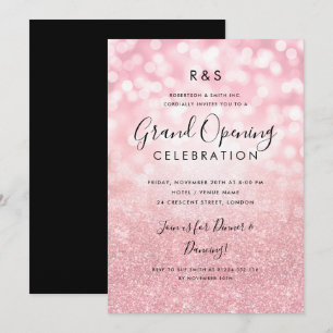 Corporate Grand Opening Rose Gold Glitzer & Lights Einladung