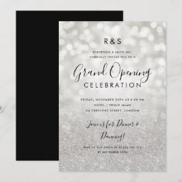 Corporate Grand Opening Silver Glitzer & Lights Einladung