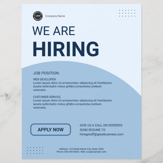 Corporate Hiring Job Vacancy Custom Business Logo Flyer (Vorne)
