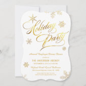 Corporate Holiday Party - Elegantes Gold Script Einladung (Vorderseite)