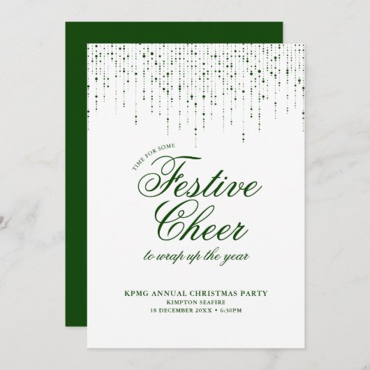 Corporate Holiday Party Festive Chefkoch Green Whi Einladung (Vorne/Hinten)