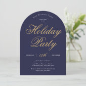 Corporate Holiday Party Navy & Gold Business Arch Einladung (Stehend Vorderseite)