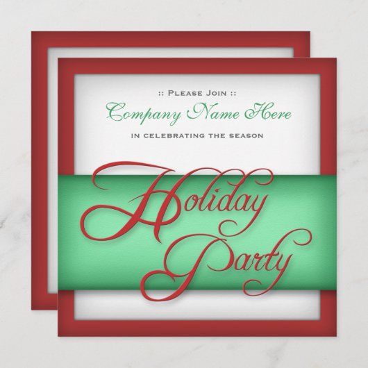 Corporate Holiday Party - Rote und grüne Einladung (Vorne/Hinten)