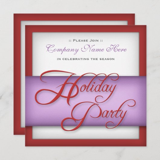 Corporate Holiday Party - Rote und Lila Einladunge Einladung (Vorne/Hinten)